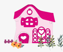 紫色红色房子别墅花园素材