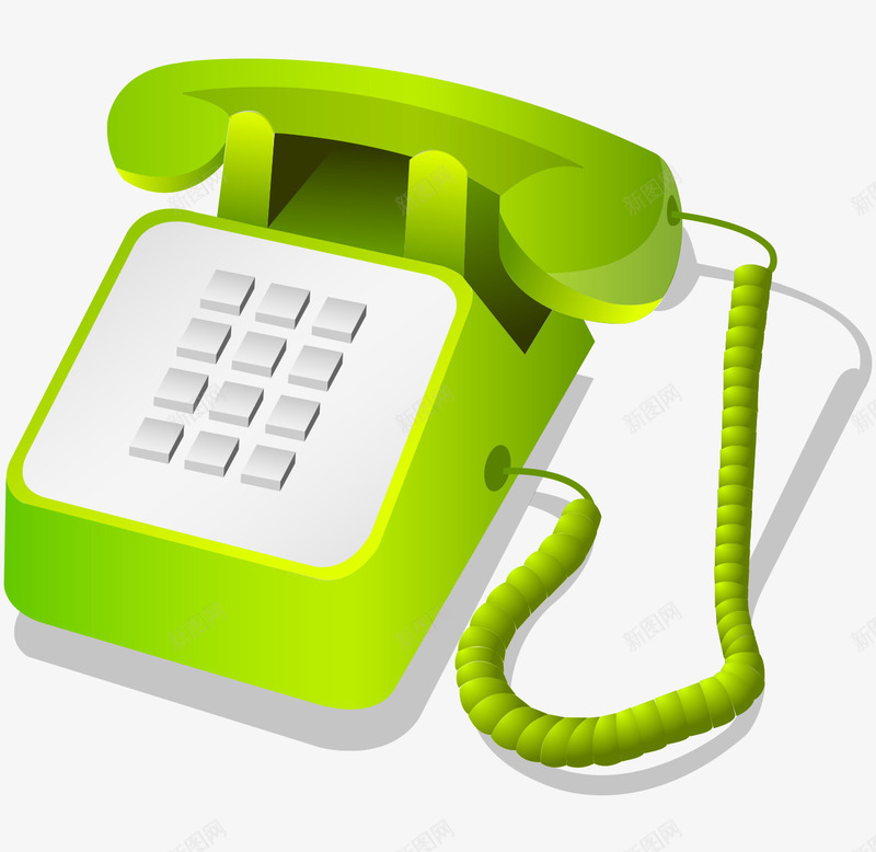 卡通手绘绿色电话png免抠素材_新图网 https://ixintu.com 卡通的电话 手绘电话机 手绘的座机 矢量的通讯工具 绿色的电话