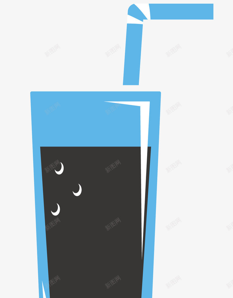 黑色的饮料png免抠素材_新图网 https://ixintu.com 白色的露珠 白色装饰 蓝色的吸管 蓝色的被子 食品 黑色的饮料