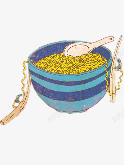 一大碗面条png免抠素材_新图网 https://ixintu.com 卡通 汤匙 碗具 筷子 食物