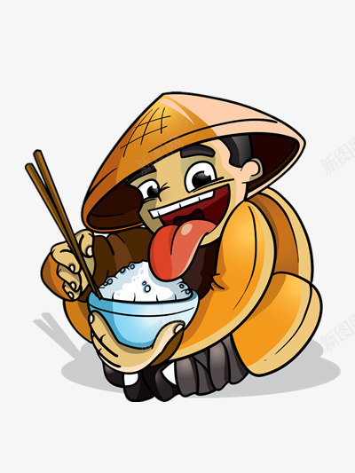 一个人吃饭png免抠素材_新图网 https://ixintu.com 人物 卡通 筷子 米饭