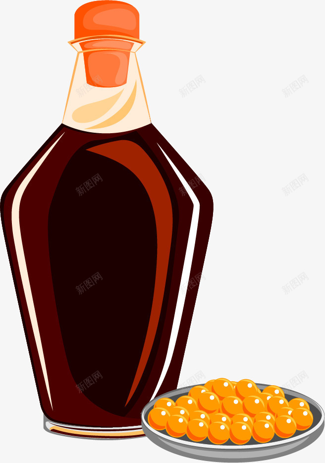 一瓶酱油和一盘黄豆png免抠素材_新图网 https://ixintu.com 大豆 手绘图 手绘酱油瓶 瓶装 粮食 酱油 酱油瓶 黄豆