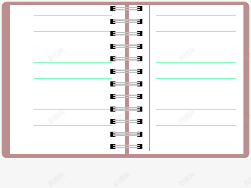 翻开的笔记本png免抠素材_新图网 https://ixintu.com 横格子 笔记本 绿格子 翻开的