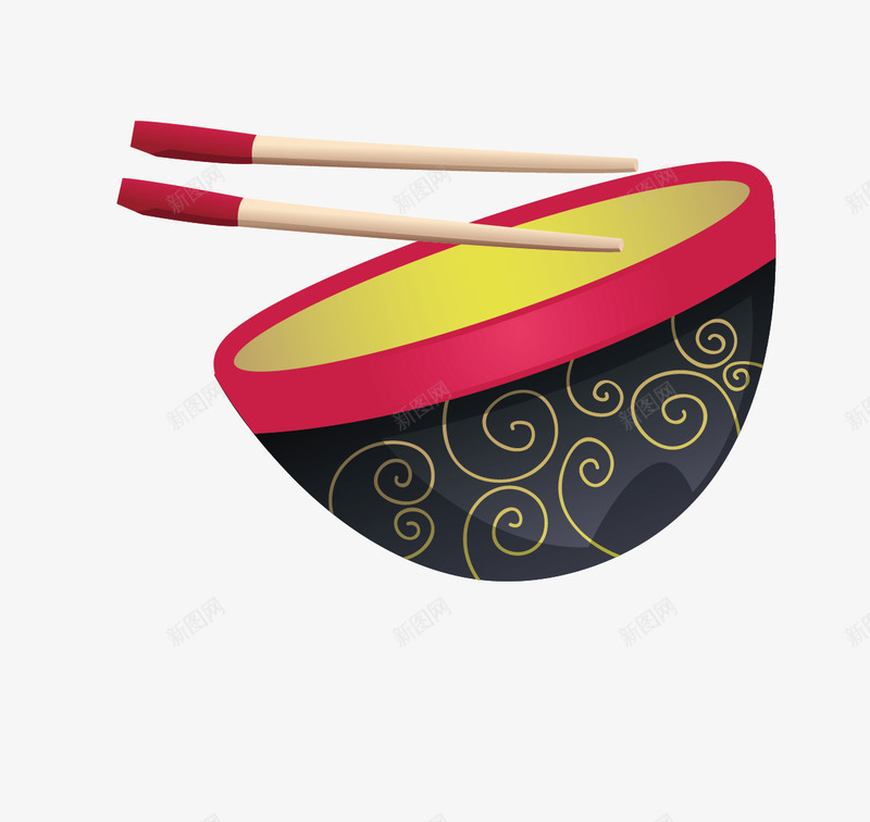 古代花纹碗和筷子png免抠素材_新图网 https://ixintu.com 古代 碗 筷子 花纹