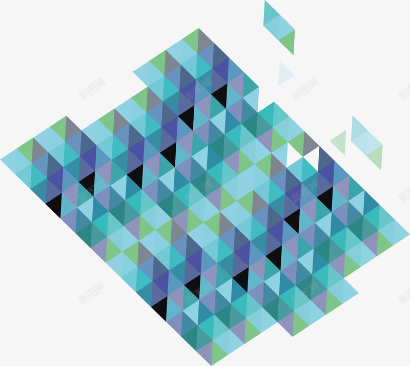 抽象蓝绿色三角花纹矢量图ai免抠素材_新图网 https://ixintu.com 三角 三角拼图 三角花纹 抽象花纹 矢量png 科技感 矢量图