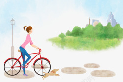 绿色女幼儿自行车骑行女孩高清图片