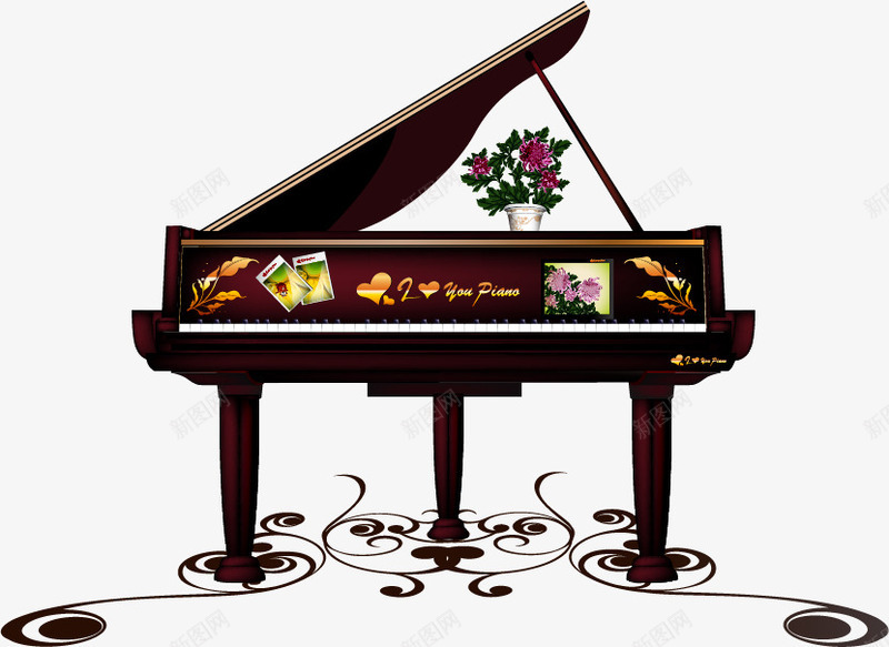 手绘复古钢琴矢量图ai免抠素材_新图网 https://ixintu.com 矢量手绘钢琴乐器 矢量图