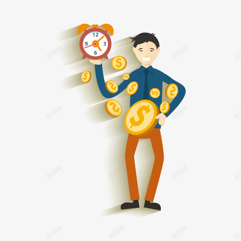金融理财png免抠素材_新图网 https://ixintu.com 人 时钟 时间 理财 闹钟