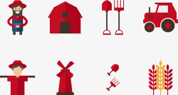 红色稻草人农场红色图标高清图片