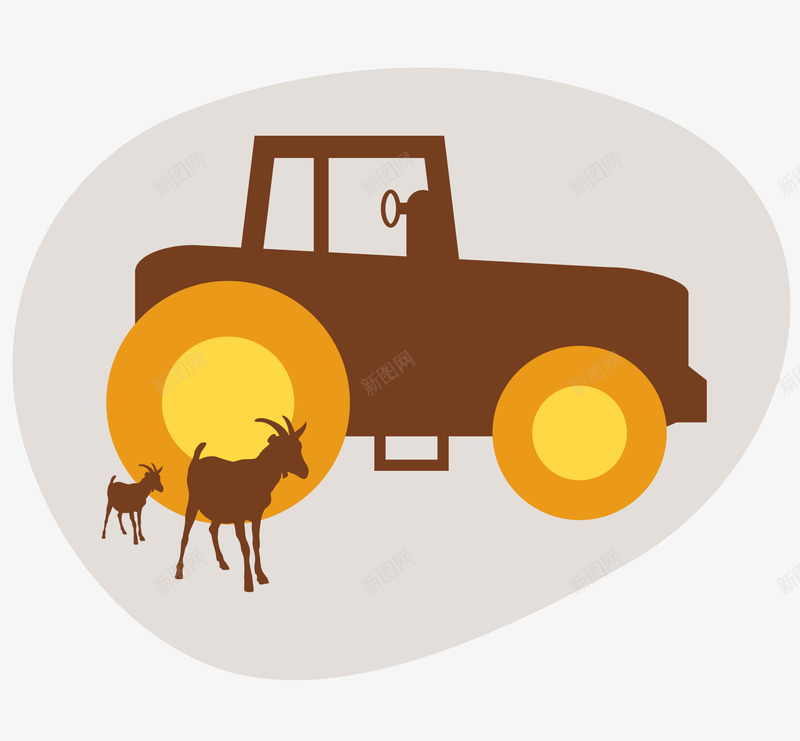 卡通农场里的羊png免抠素材_新图网 https://ixintu.com 农场 动物 卡通 拖拉机 羊
