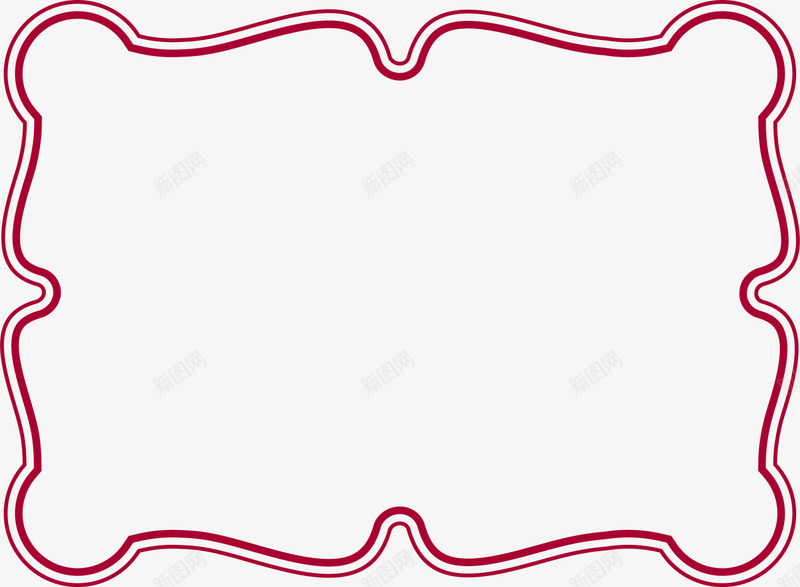 红色线条框架png免抠素材_新图网 https://ixintu.com 扭曲线条 标签 简约框架 红色线条 花纹框架 边框纹理