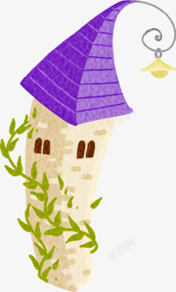 紫色创意花园美景插画素材