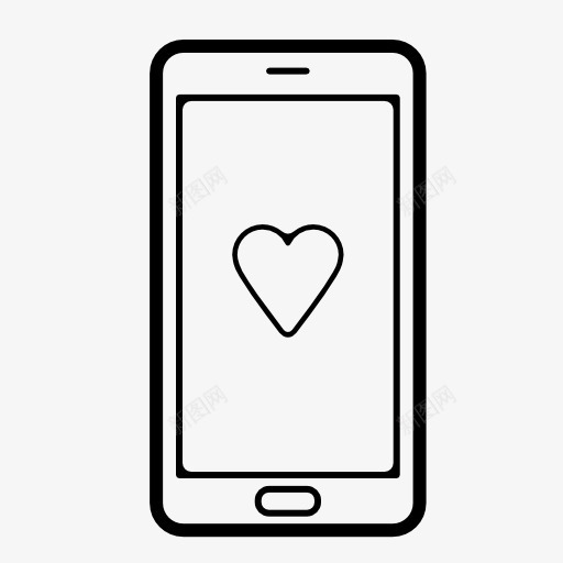 手机屏幕上的心形标志图标png_新图网 https://ixintu.com 心 手机