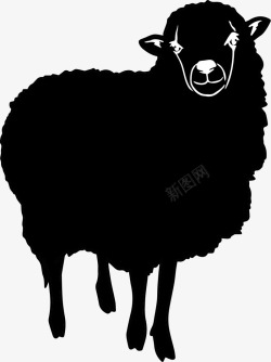 纯草食性动物纯黑色卡通绵羊矢量图高清图片