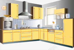 黄色橱柜厨房橱柜高清图片