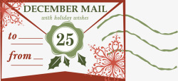 节日信件红色圣诞节邮票信纸高清图片