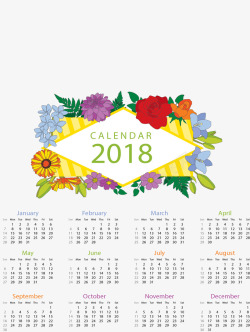 台历模板彩色花朵装饰日历模板高清图片