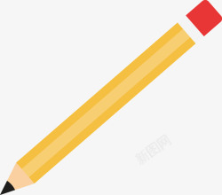 黄色铅笔手绘斜立图矢量图素材