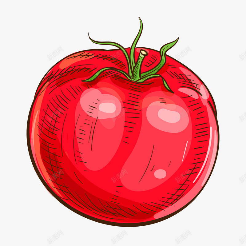 卡通创意手绘西红柿png免抠素材_新图网 https://ixintu.com 厨房 手绘 植物 水果 蔬菜 西红柿 食材 餐厅