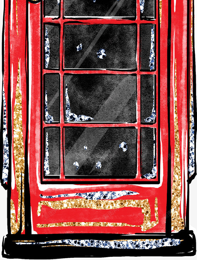 红色手绘的电话亭png免抠素材_新图网 https://ixintu.com 动漫动画 卡通手绘 手绘电话机 电话亭 红色 红色电话亭 英文字母 装饰图