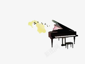 钢琴png免抠素材_新图网 https://ixintu.com 优美的音乐 简约 黑色的钢琴