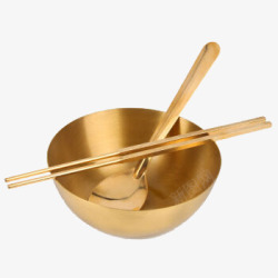 金黄色碗筷素材