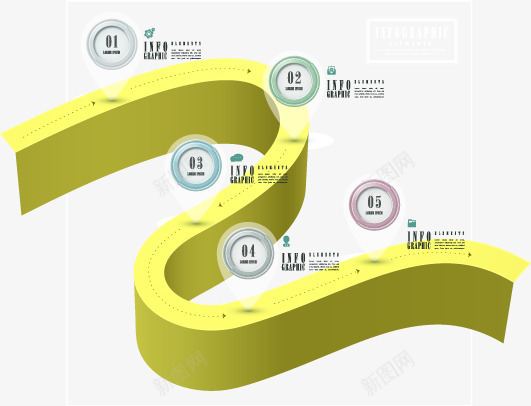 黄色道路目录png免抠素材_新图网 https://ixintu.com 创意 图表 数据分析 装饰