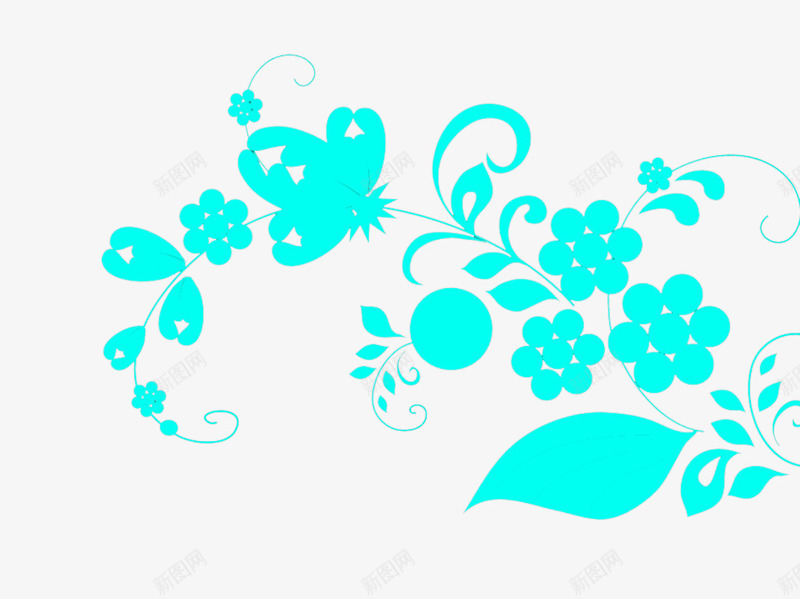 蓝色花朵png免抠素材_新图网 https://ixintu.com 亮蓝色 纯色 花朵 花纹 装饰