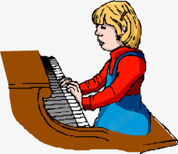 弹钢琴的男孩矢量图素材