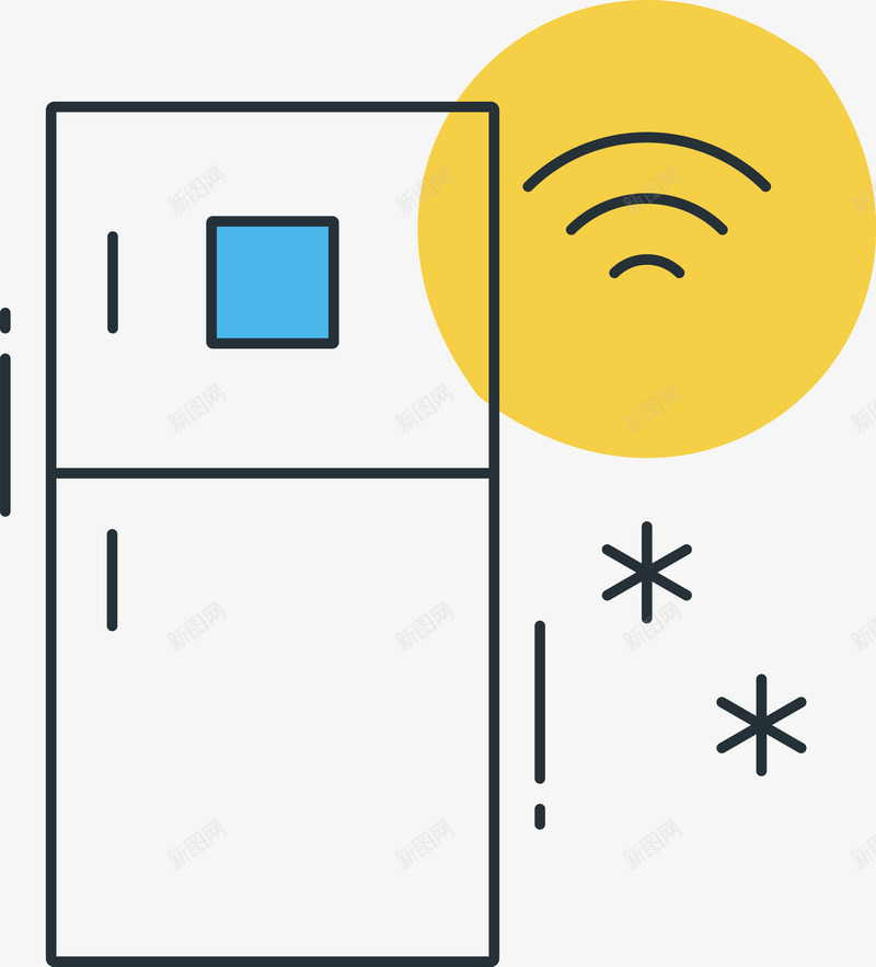 智能冰箱标图标png_新图网 https://ixintu.com 卡通装饰 家用电器 扁平化 智能冰箱 矢量图案 设计图
