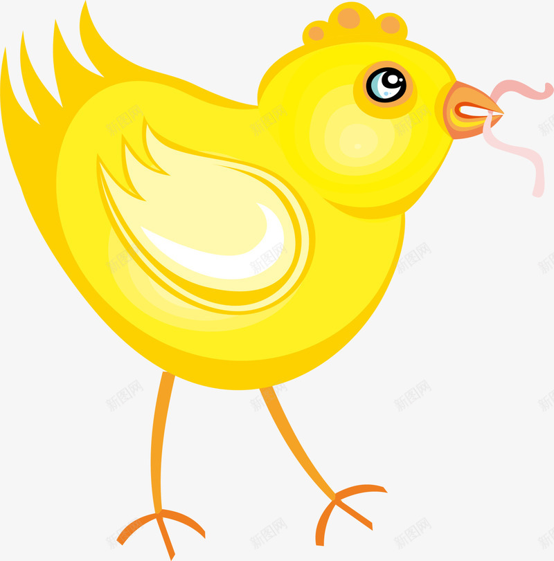 黄色卡通小鸡png免抠素材_新图网 https://ixintu.com 卡通公鸡 可爱小鸡 吃虫小鸡 家禽 装饰图案 黄色小鸡