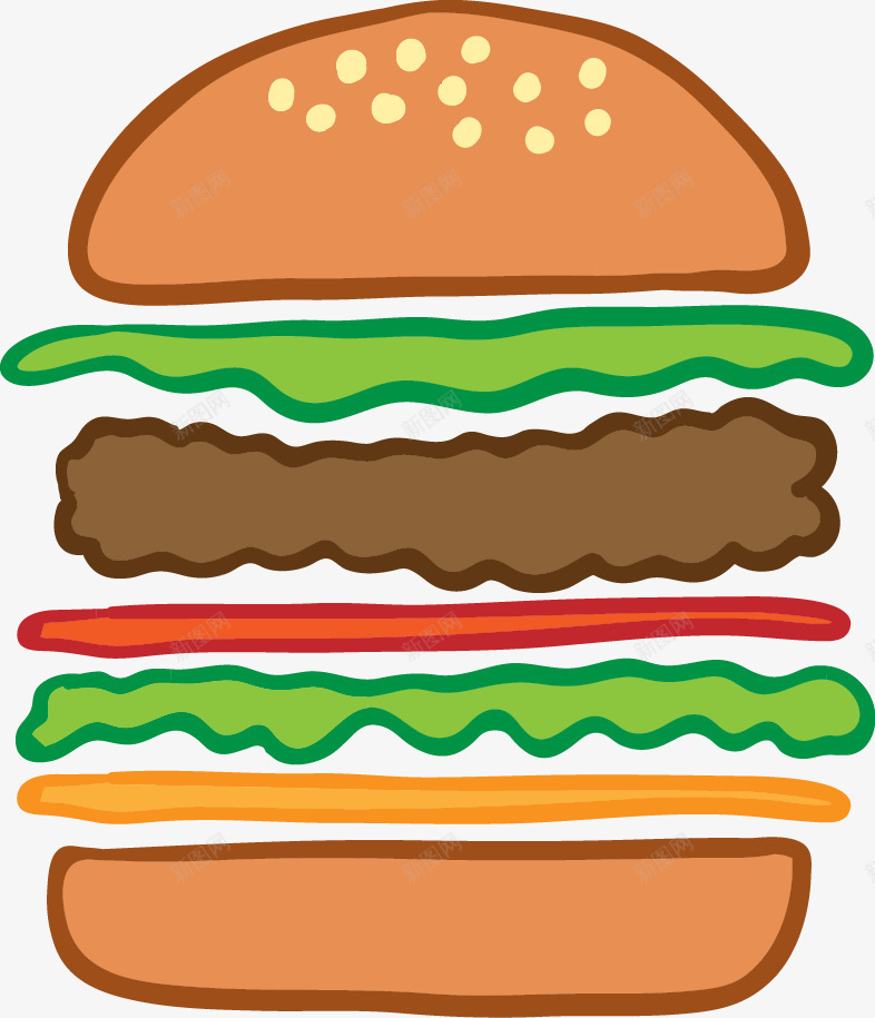 卡通汉堡包装饰图案png免抠素材_新图网 https://ixintu.com 免抠PNG 卡通 汉堡 汉堡包 装饰图案