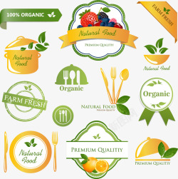 健康有机食品英文标签餐厅标签矢量图高清图片