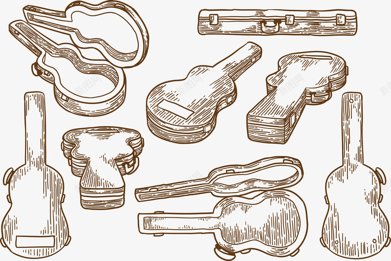 手绘琴盒矢量图ai免抠素材_新图网 https://ixintu.com 创意 形状 手绘 特色 琴盒 矢量PNG 装琴 矢量图