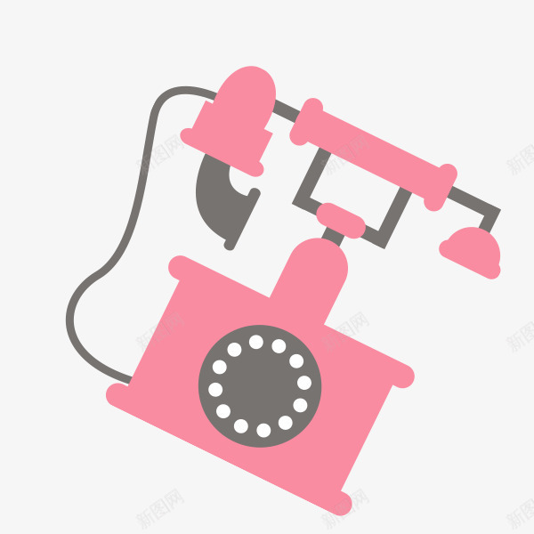 老式电话机png免抠素材_新图网 https://ixintu.com 一台 卡通 手绘 灰色 电话机 简图 粉色 老式