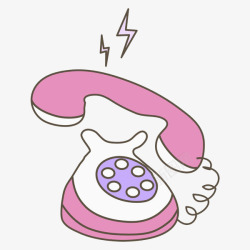 粉色电话机手绘电话高清图片