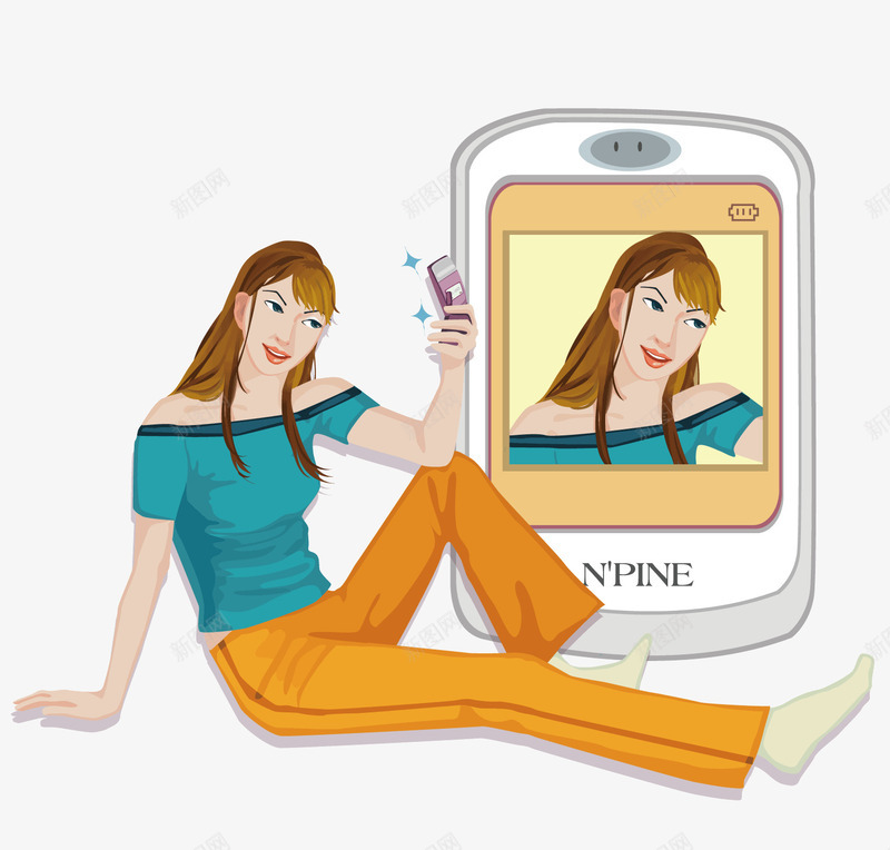 拿着手机自拍的女人png免抠素材_新图网 https://ixintu.com 卡通 女人 拿着手机 电话 美女自拍 自拍 自拍海报