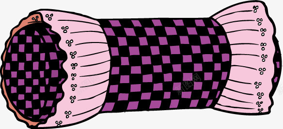 卡通紫色格子圆形枕头png免抠素材_新图网 https://ixintu.com 卡通 卡通矢量 枕头 紫色格子