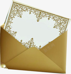 金色花纹礼物信件素材