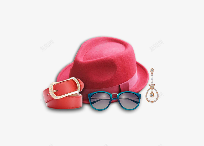 红色帽子皮带墨镜装饰物品png免抠素材_新图网 https://ixintu.com 吊坠 墨镜 皮带 红色帽子 耳环 装饰物品