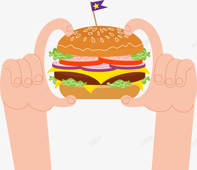 双手拿着汉堡吃png免抠素材_新图网 https://ixintu.com 双手 双手拿汉堡 吃汉堡 汉堡包 矢量素材