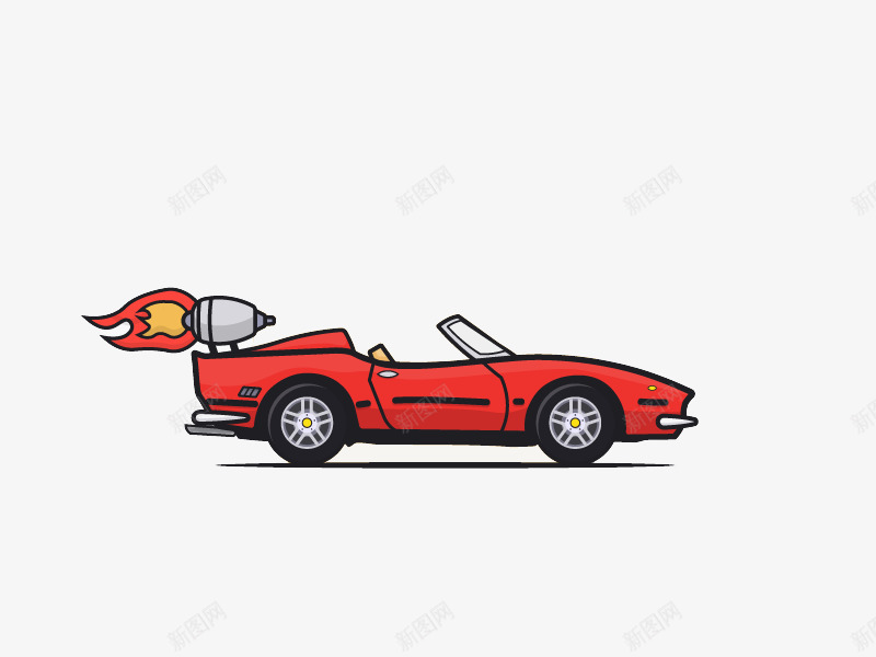 红色跑车图标png_新图网 https://ixintu.com 图标 插图 敞篷车 红色跑车 跑车 车子 速度