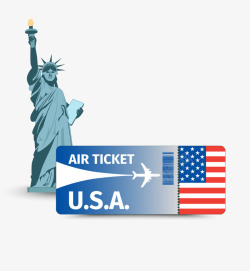 自由女神像和飞机票素材