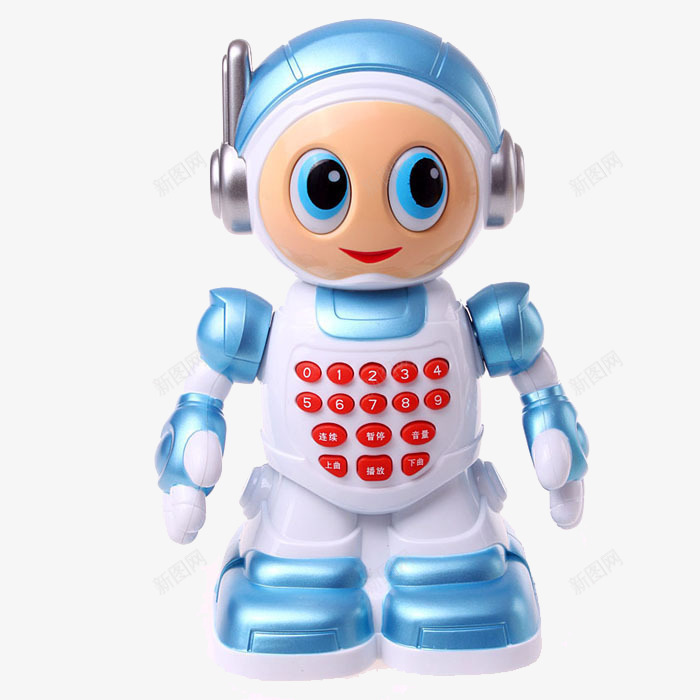 蓝色机器人png免抠素材_新图网 https://ixintu.com 卡通 可爱 机器人手 电话 蓝色