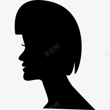 女性的短发头上的剪影图标图标