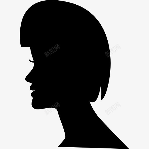 女性的短发头上的剪影图标png_新图网 https://ixintu.com 人的剪影 发型 头发 头发形状 女 女人的头 短发 美发