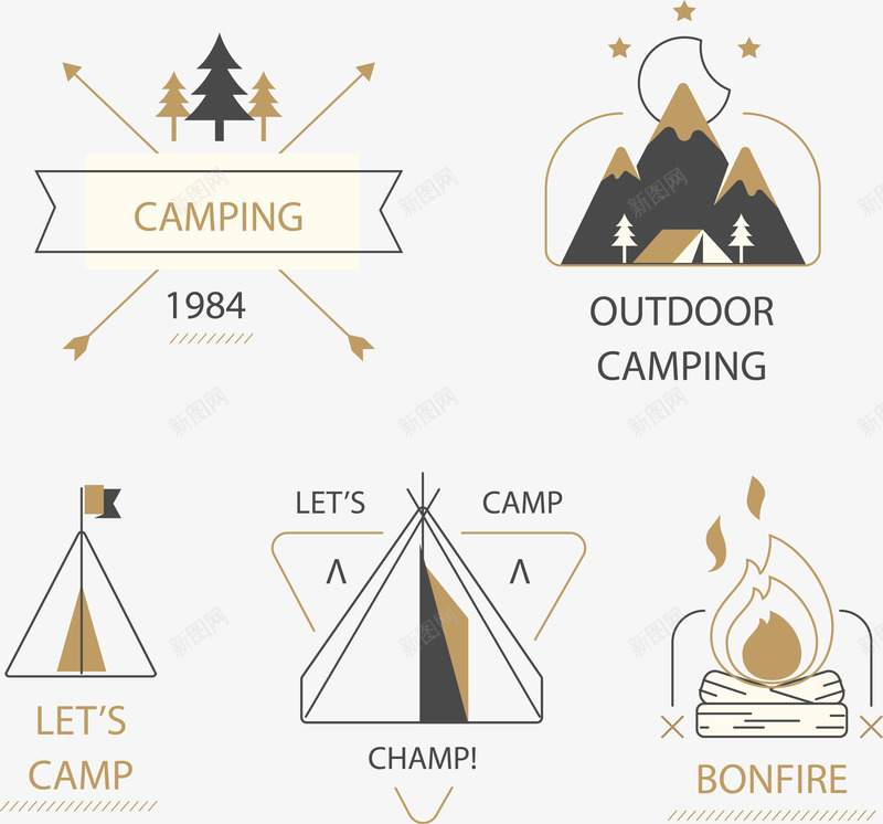 手绘登山图标png_新图网 https://ixintu.com 图标 户外 手绘 登山