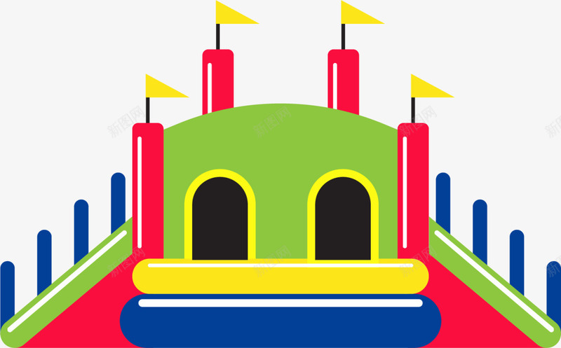 绿色卡通充气城堡png免抠素材_新图网 https://ixintu.com 6月1号 儿童节 充气城堡 六一节 玩耍 童趣 绿色城堡