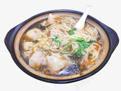 面条砂锅美味小吃砂锅馄饨面高清图片