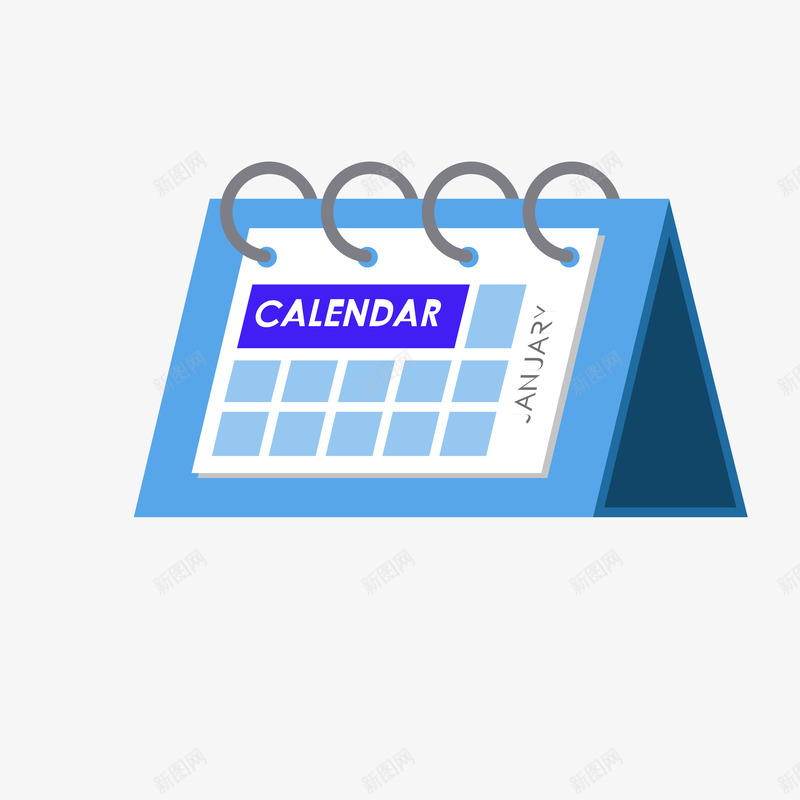 蓝色卡通商务风日历png免抠素材_新图网 https://ixintu.com 卡通 商务风 日历 蓝色